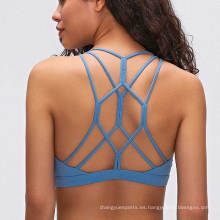 Sexy Strappy Sports Bra para mujeres Sexy Crisscross Back Light Support Bra.